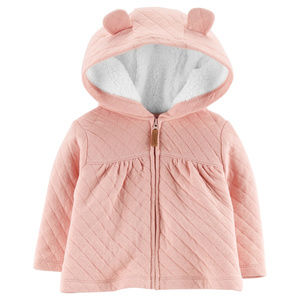 Carter’s 12 Months Baby Girl Pink Hooded Quilted Jacket NWT